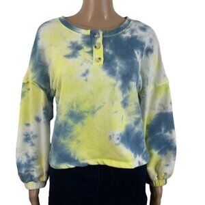 Anthropologie Current Air Los Angeles Tie Dye Crop Crewneck sweatshirt sz Small
